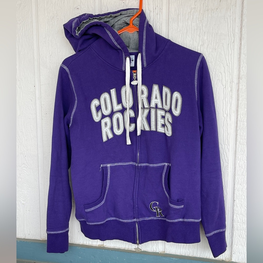Colorado Rockies Zip Up Hooded Sweatshirt - Size XL